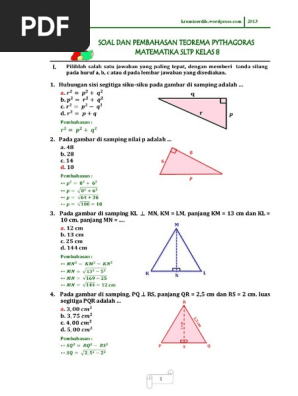 8 8 1 Soal Dan Pembahasan Teorema Pythagoras Matematika Sltp Kelas 8