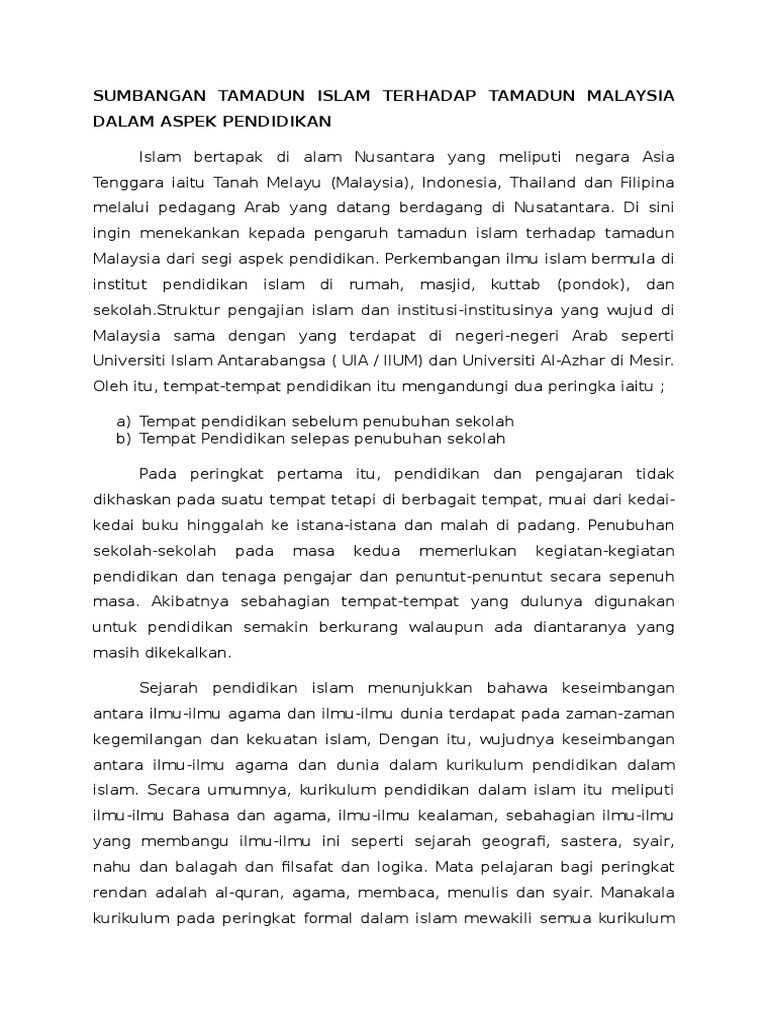 Sumbangan Tamadun Islam Pdf