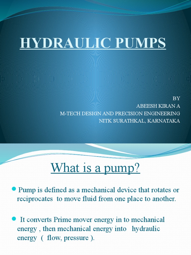 Types and Uses of Hydraulic Pumps | PDF | Pump | Liquids