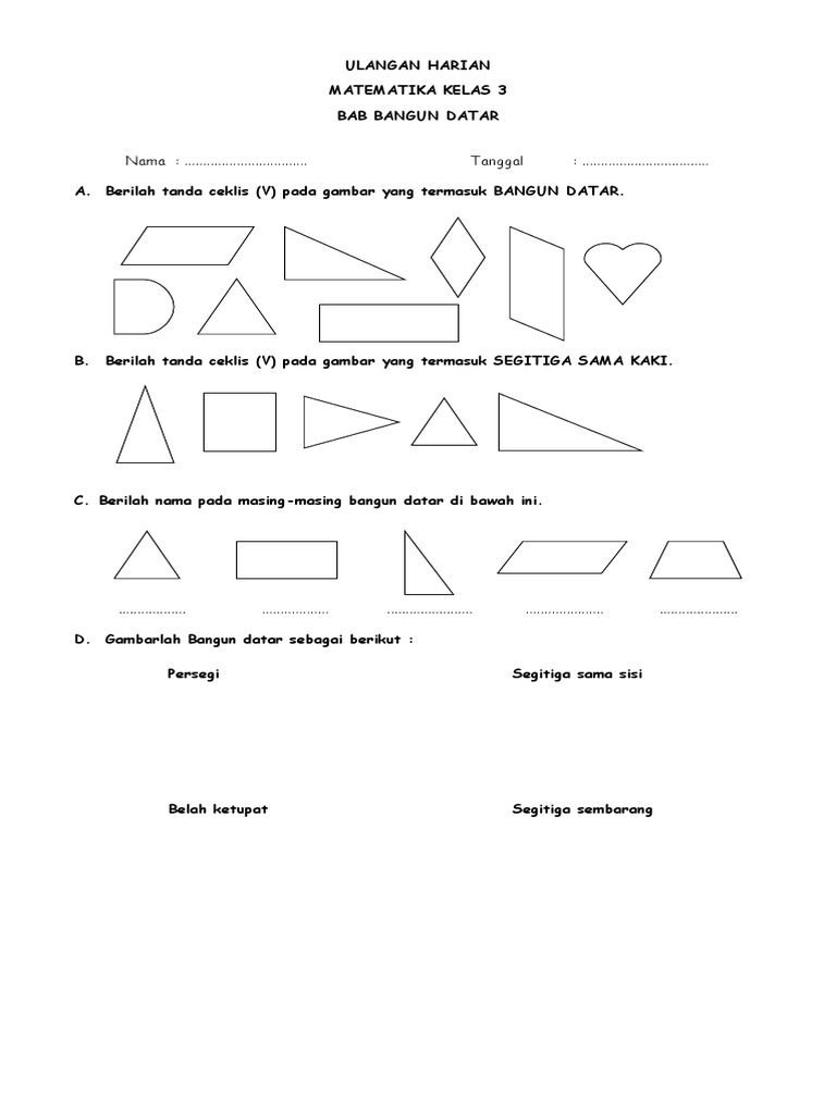 Soal Matematika Bangun Datar