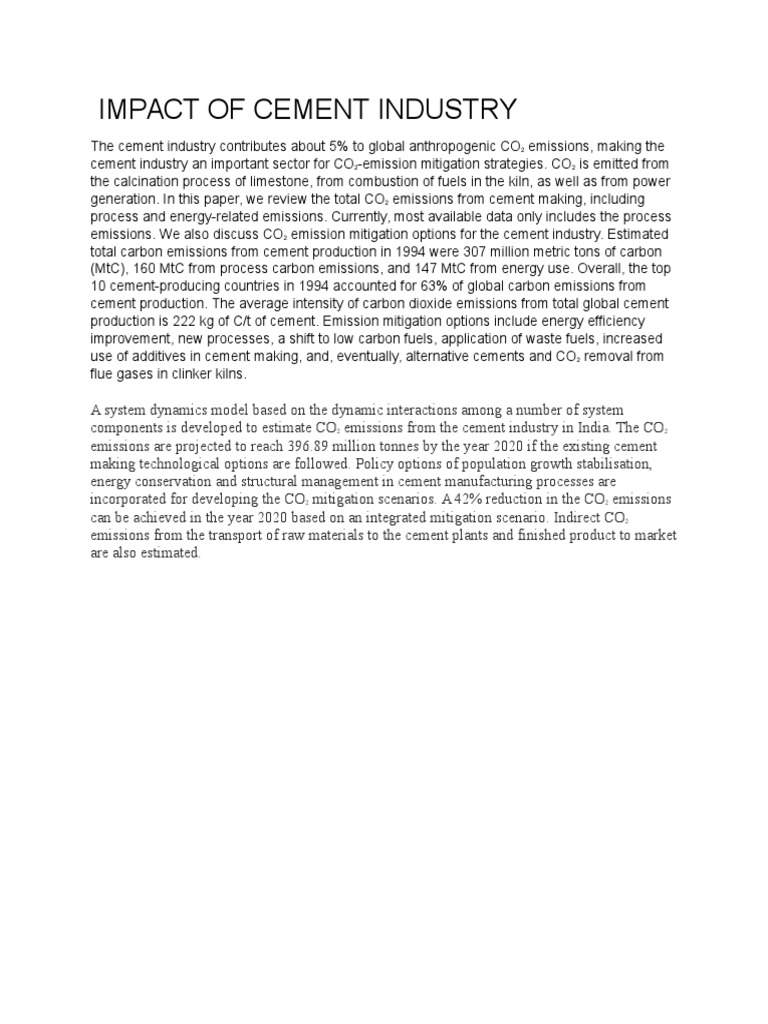 Cement Industry CO2 Emissions Analysis | PDF