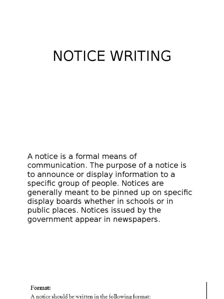 Notice Writing | PDF