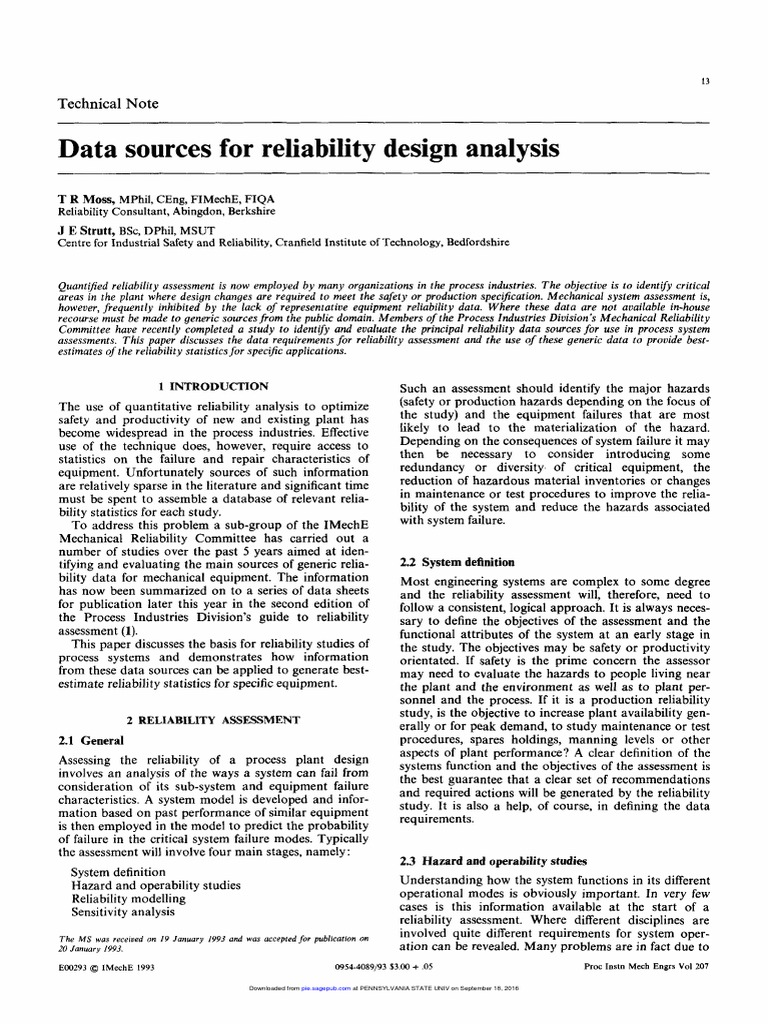Guidelines for Reliability Data in Process Equipment | PDF ...