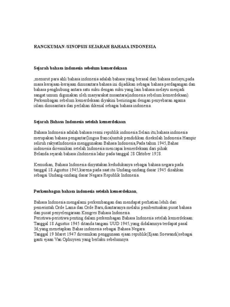 Sejarah Perkembangan Bahasa Indonesia Setelah Kemerdekaan - Seputar Sejarah