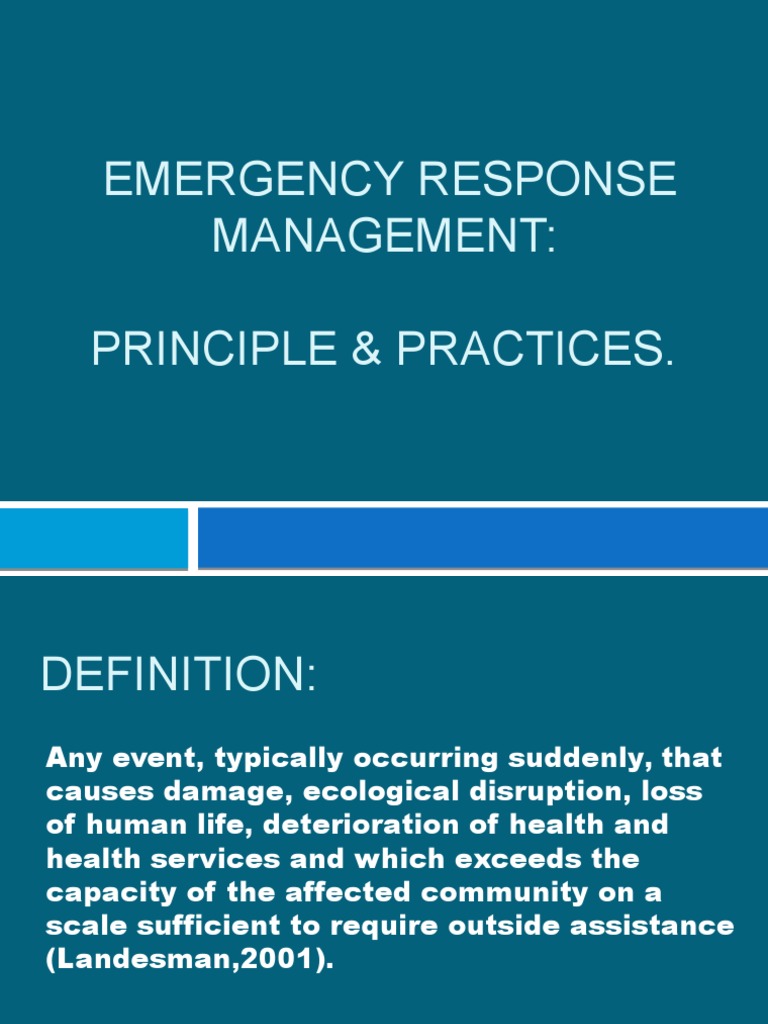 Emergency Response Management Principle & Practices PDF Emergency