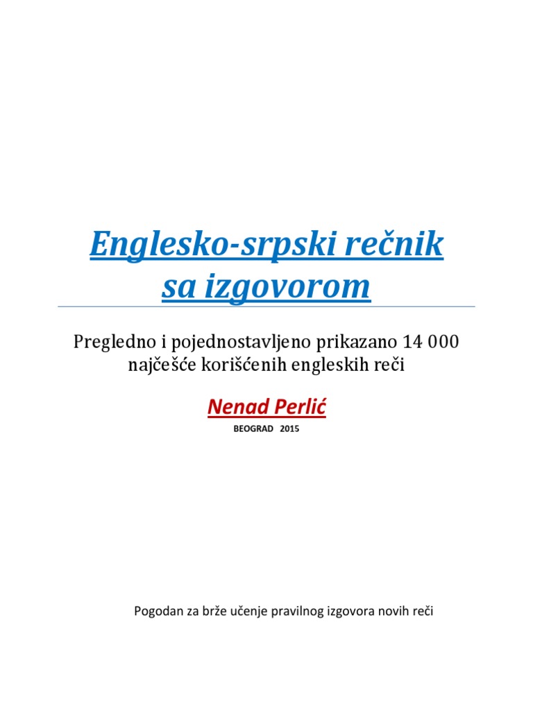 Englesko-Srpski Recnik Sa Izgovorom PDF