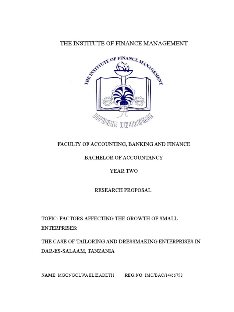 The Institute Of Finance Management Faculty Of Accounting, Banking And Finance Bachelor Of