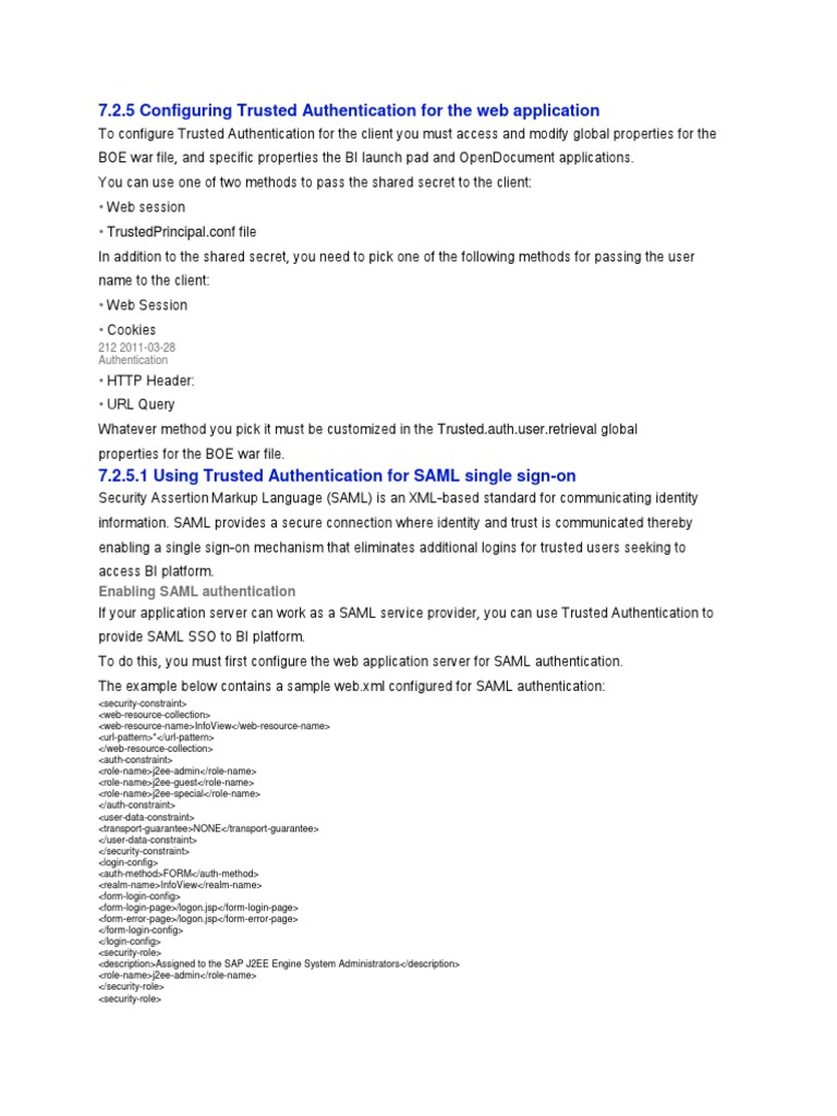 7.2.5 Configuring Trusted Authentication For The Web Application | PDF ...