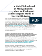 Pelajar Kolej Vokasional Layak Menyambung Pengajian Ke Peringkat Ijazah Sarjana Muda Di Universiti Awam