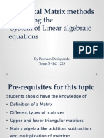 For Solving The System of Linear Algebraic Equations: Numerical Matrix Methods