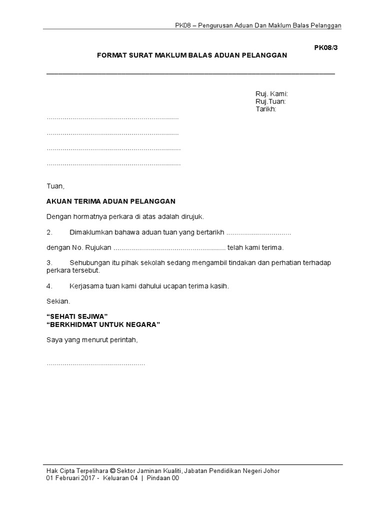 Contoh Draf Surat Tunjuk Sebab Salah Laku Kerja