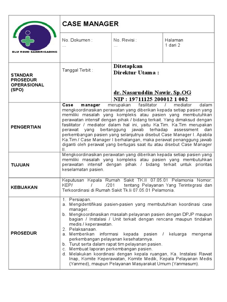 Contoh Laporan Case Manager Nusagates