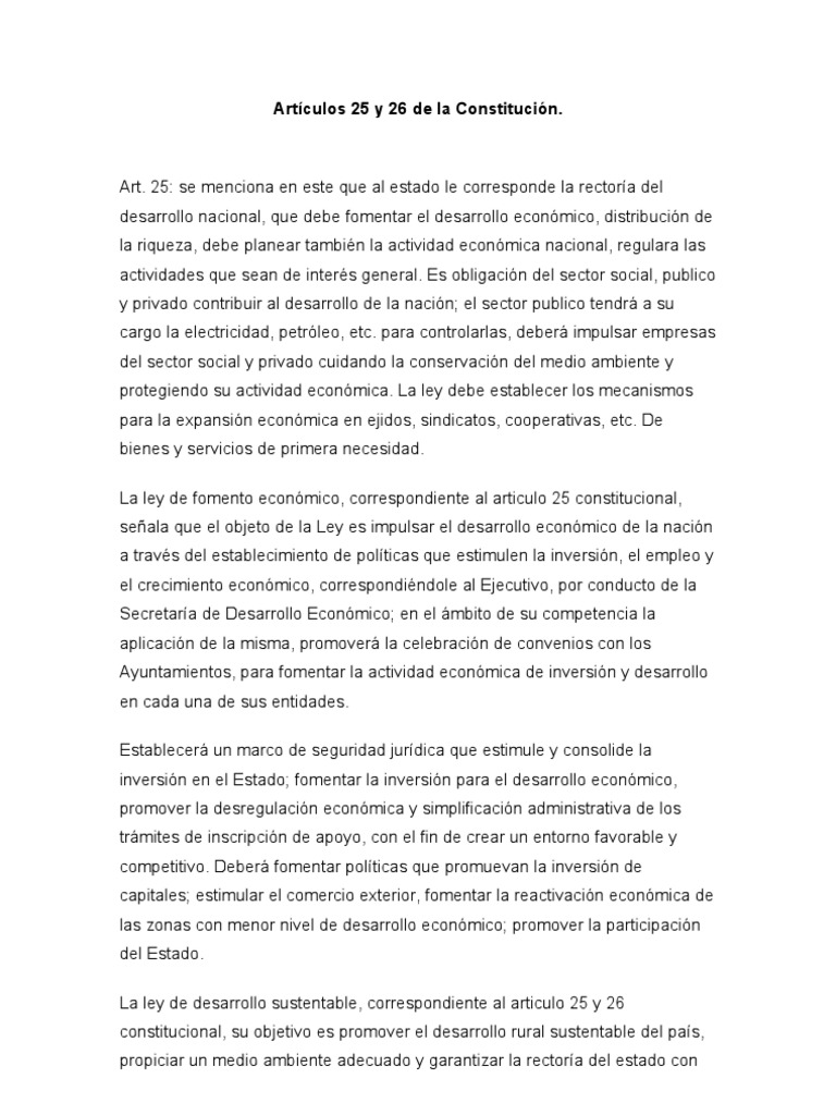 Articulo 25 y 26 de La Constitucion | PDF | Estado (política) | Democracia