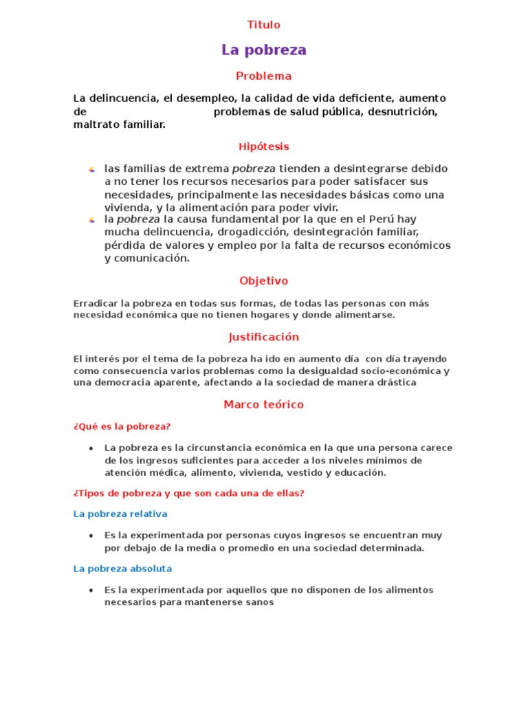 Causas y Consecuencias de la Pobreza | PDF | Pobreza | Pobreza e indigencia