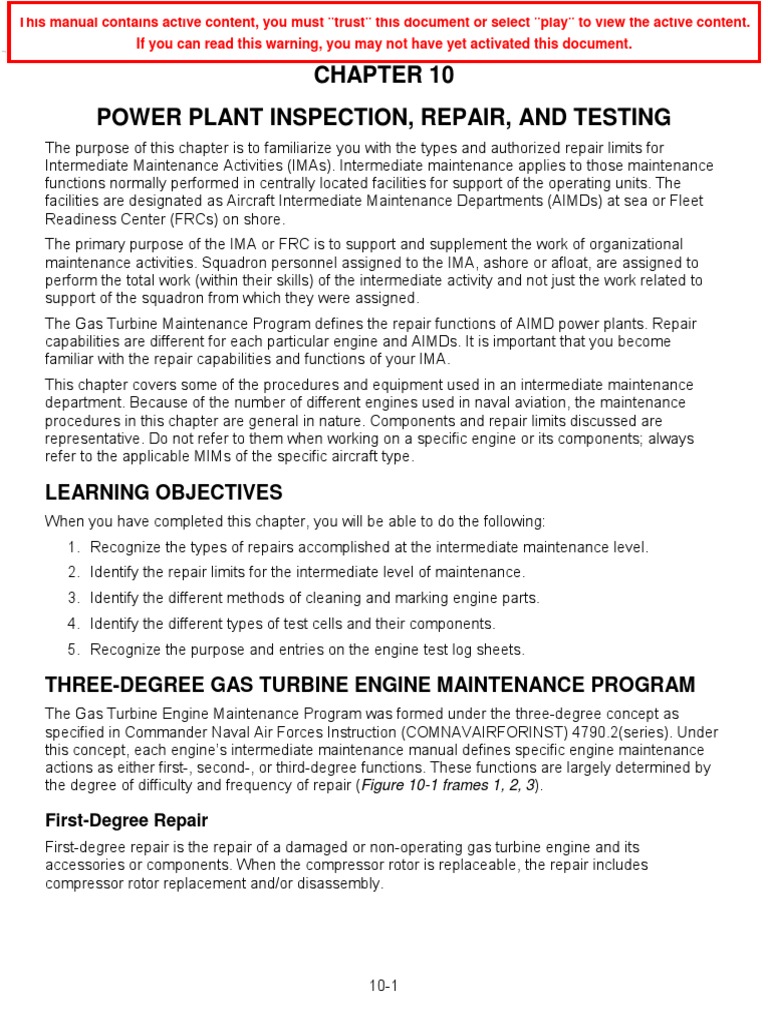 Gas Turbine Engine Maintenance Manual