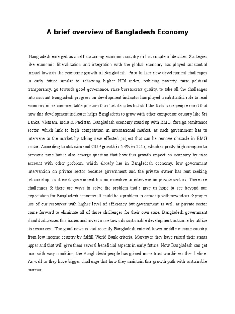 A Brief Overview of Bangladesh Economy | PDF