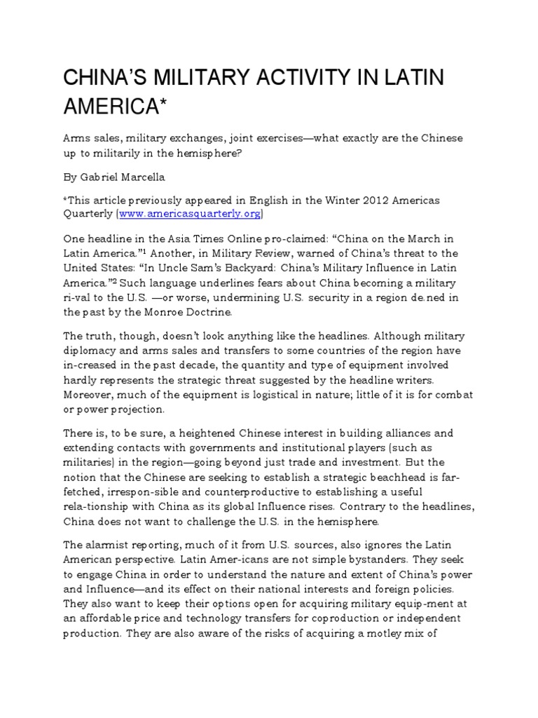 China's Military Engagement in Latin America | PDF | Peacekeeping | China