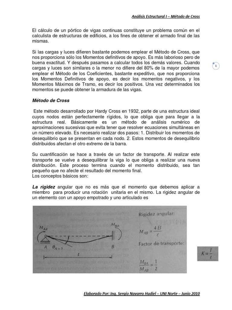 Metodo de Cross PDF | PDF | Rigidez | Algoritmos