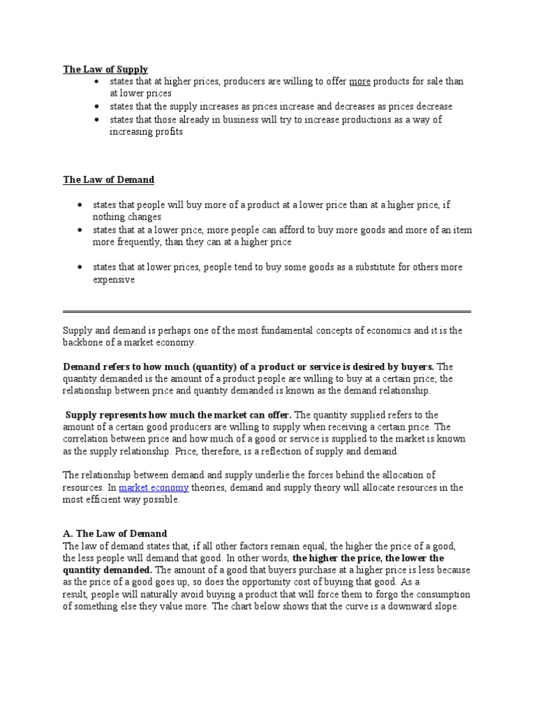 Law of Supply and Demand | PDF | Supply And Demand | Economic Equilibrium