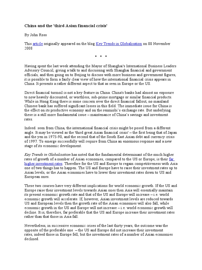 China and The The Third Asian Financial Crisis | PDF | Balance Of ...