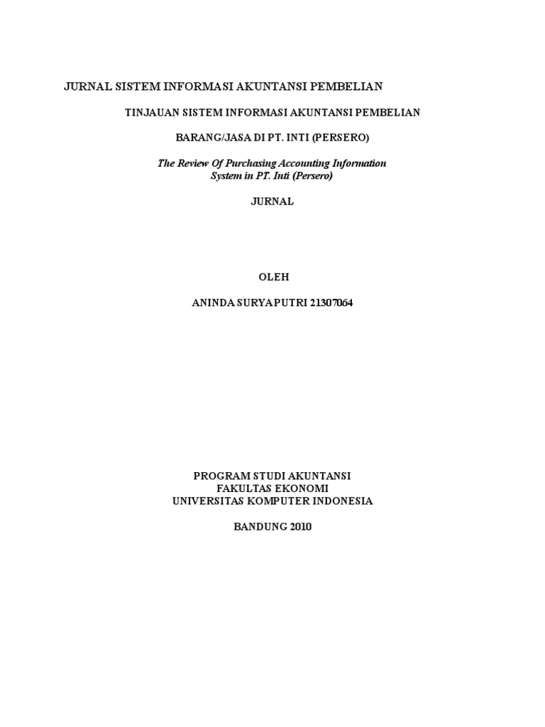 Jurnal Sistem Informasi Akuntansi Pembelian | PDF