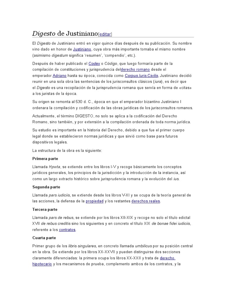 Historia y Estructura del Digesto Romano | PDF | Comunicación legal ...