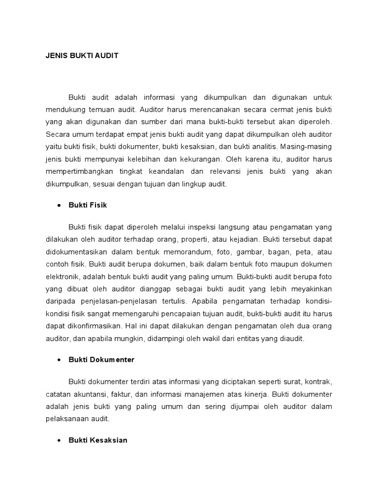 Jenis Bukti Audit | PDF