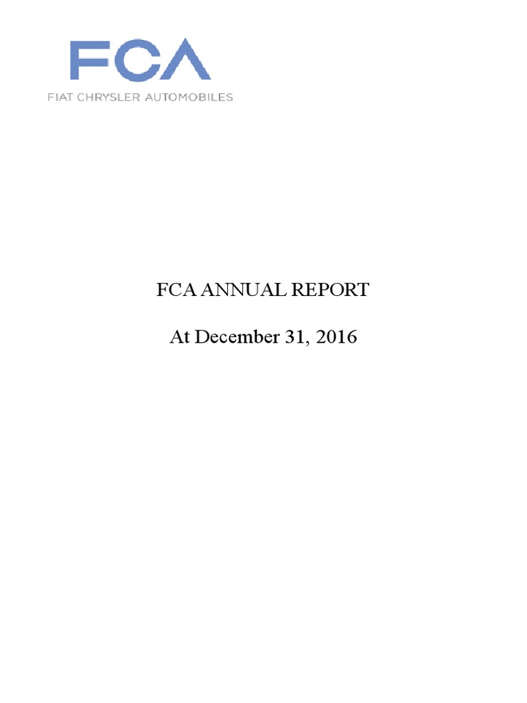 FCA 2016 Annual Financial Report | PDF | Pickup Truck | Sustainability