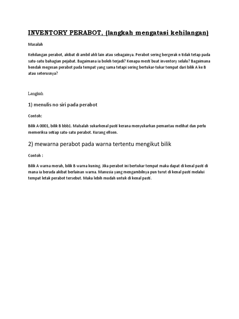 Cara Efektif Inventarisasi Perabot | PDF