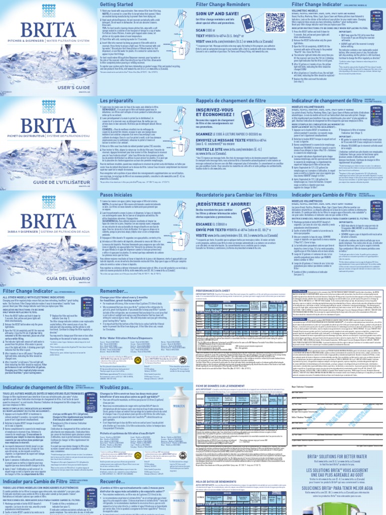 User'S Guide: Pitcher & Dispenser Water Filtration System | PDF | Dishwasher | Water And Politics