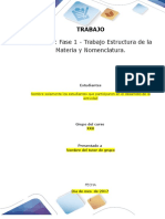 Formato Entrega Trabajo Colaborativo - Unidad 1 Fase 1 - Trabajo Estructura de La Materia y Nomenclatura - Grupo XXX