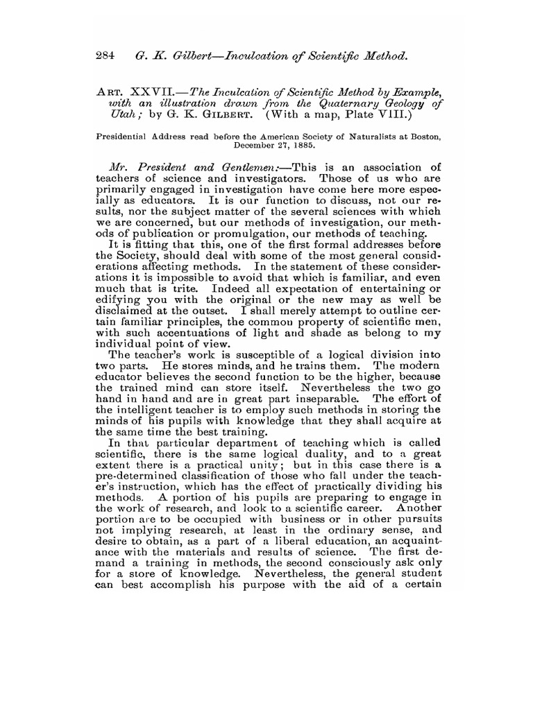Gilbert 1886 - Scientific Method by Example | PDF | Hypothesis | Science