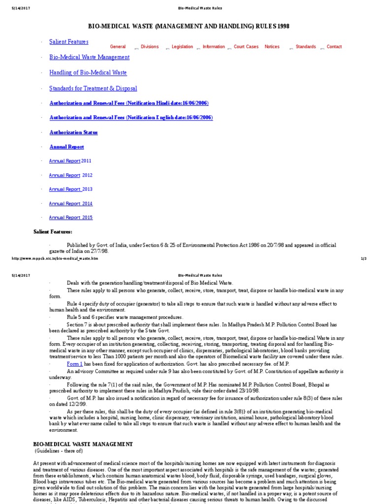 BioMedical Waste Rules PDF Clinical Medicine Health Sciences