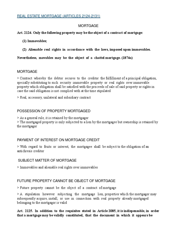 Real Estate Mortgage Law Overview | PDF | Mortgage Law | Fraud