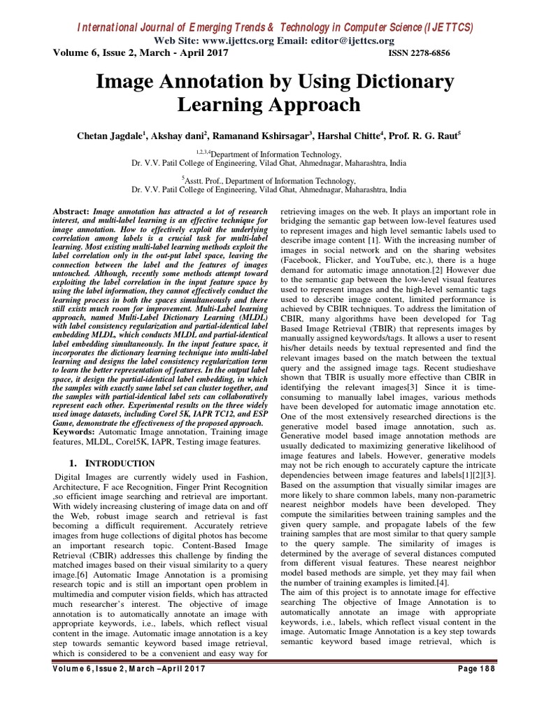 Image Annotation by Using Dictionary Learning Approach | PDF