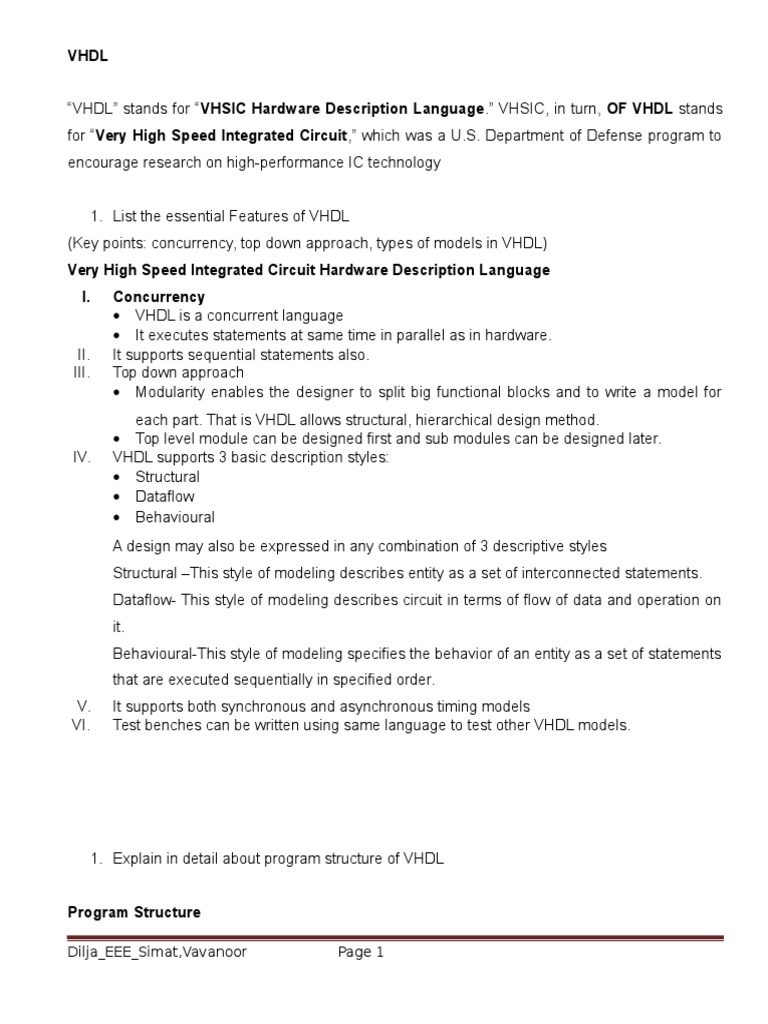 Digital system design notes vhdl control flow
