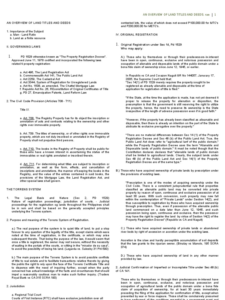 An Overview of Land Titles and Deeds Foreclosure Mortgage Law