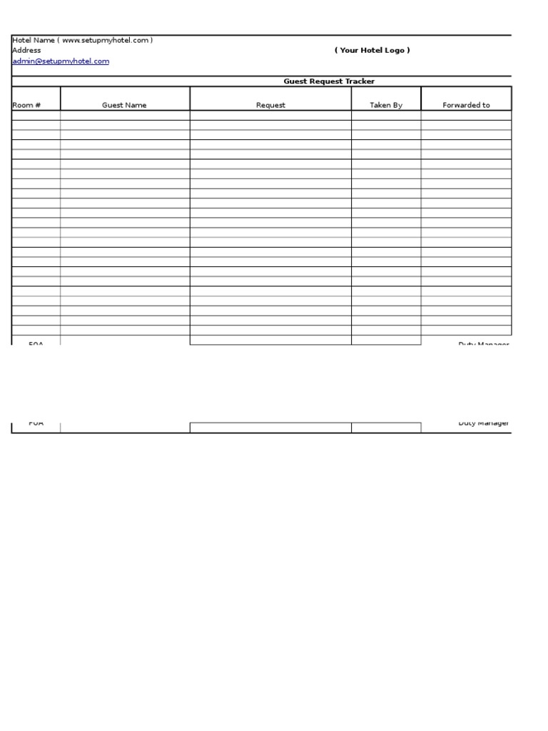 Guest Request Tracker Template | PDF