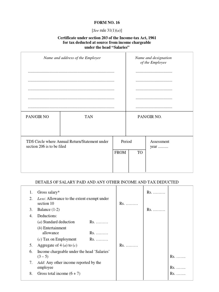 Form 16 | PDF | Tax Refund | Taxation