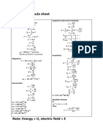 Physics 4 Formula Sheet 2017