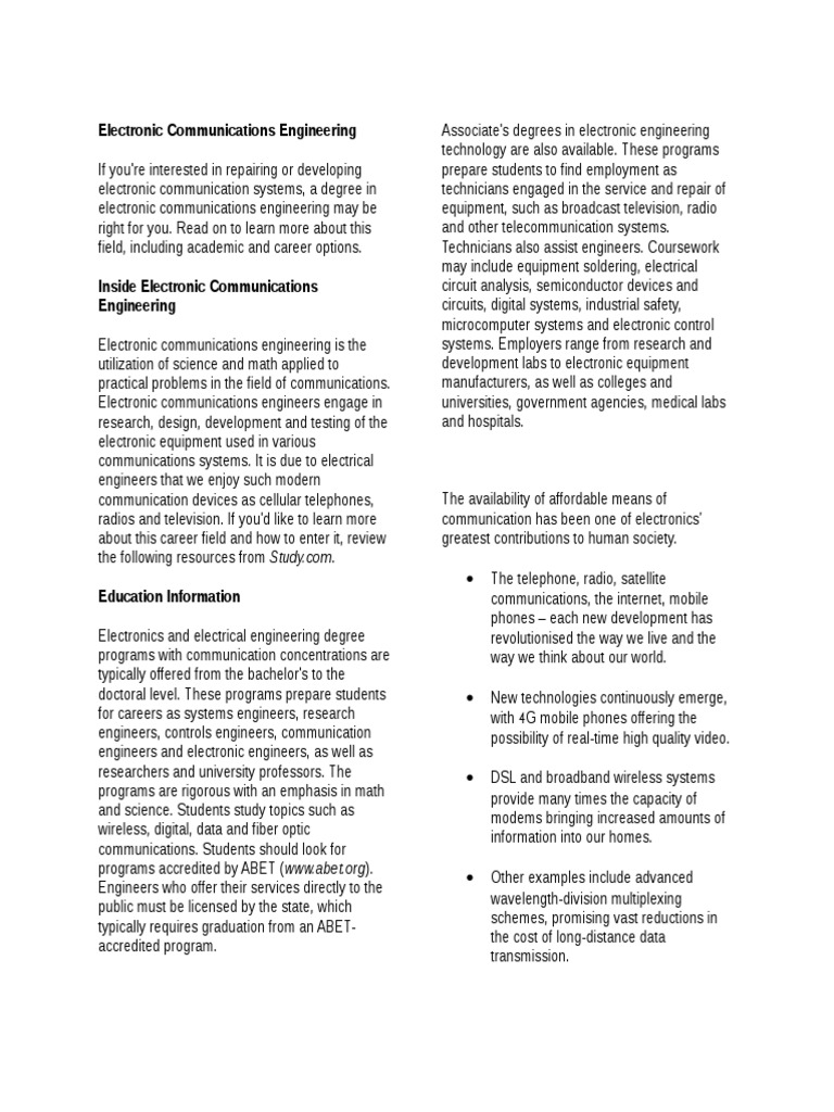 Overview of Electronic Communications Engineering | PDF | Force ...