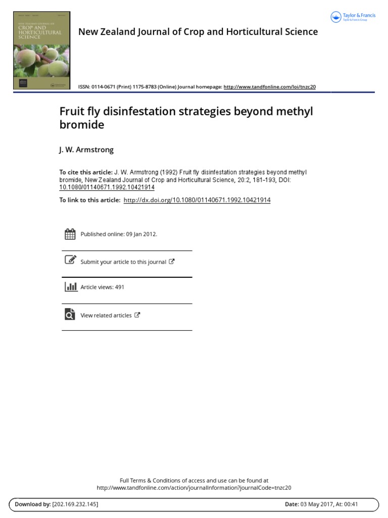 ARMSTRONG JW Fruit Fly Disinfestation Strategies Beyond Methyl Bromide ...