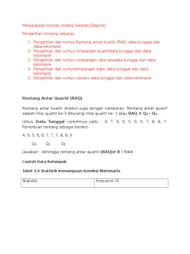 Contoh Soal Dan Jawaban Jangkauan Antar Kuartil soal tkp