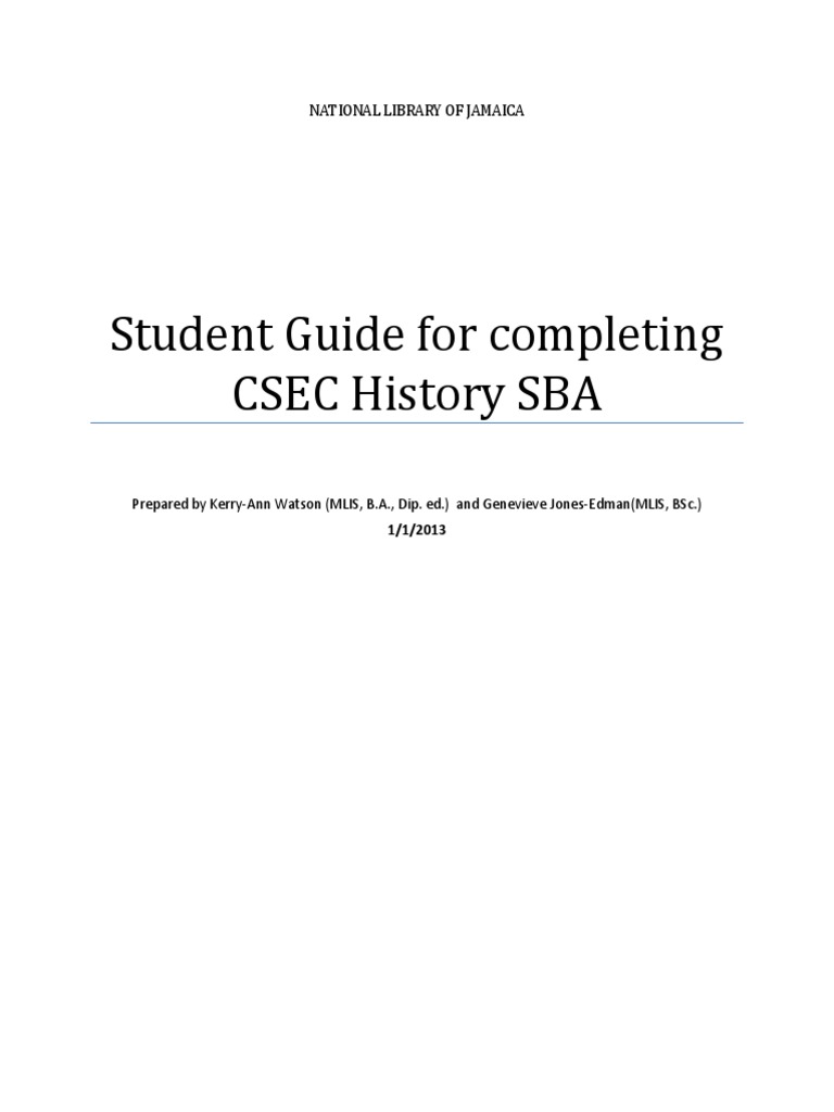 Student Guide For Completing Csec History Sba 1pdf Primary Sources