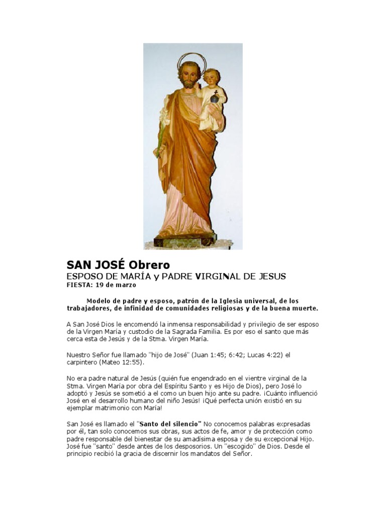 Biografia De San Jose Obrero Parroquia San José Obrero Ozama Hoy