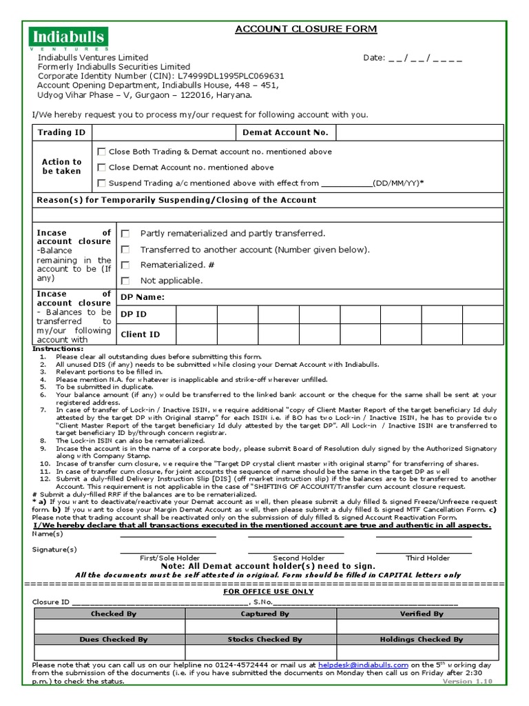 Account Closure Form PDF PDF Money Service Industries