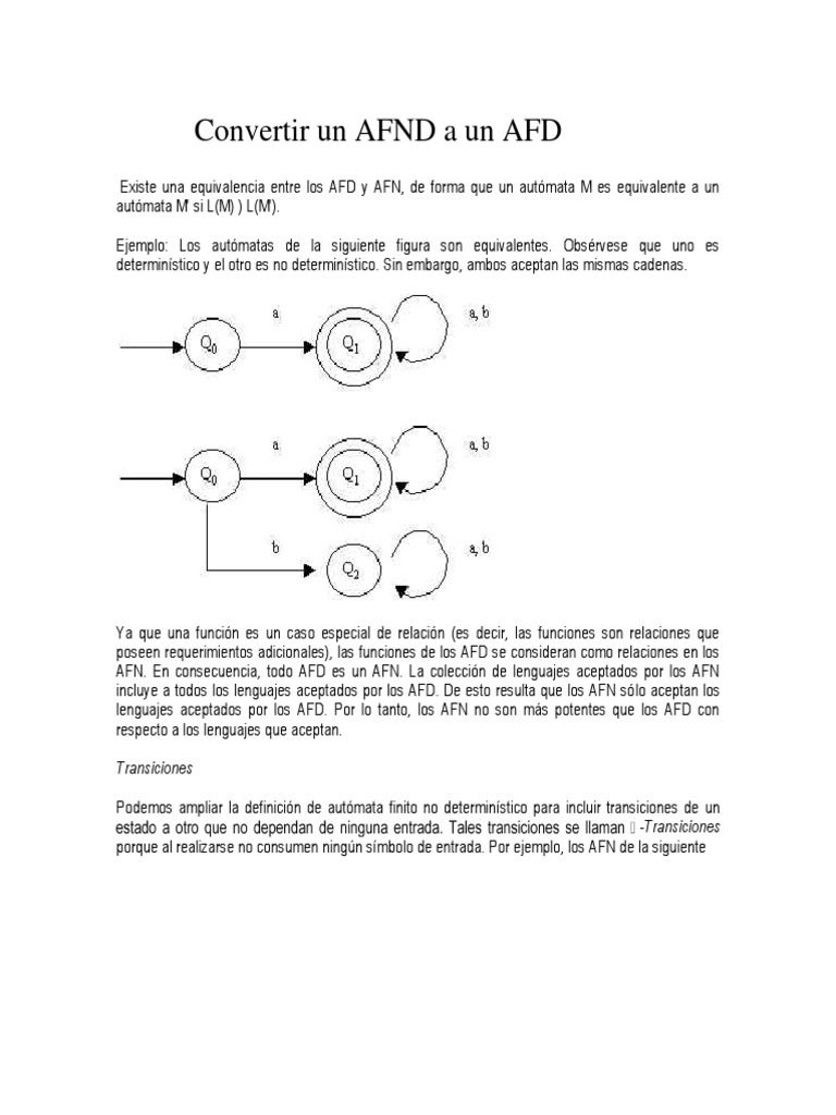 Conversión de AFN a AFD: Proceso y Ejemplo | PDF