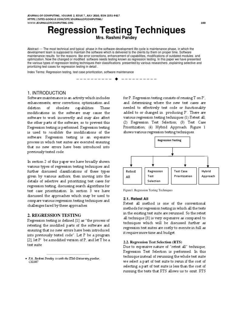 Regression Testing Techniques Overview | PDF | Computer Engineering ...