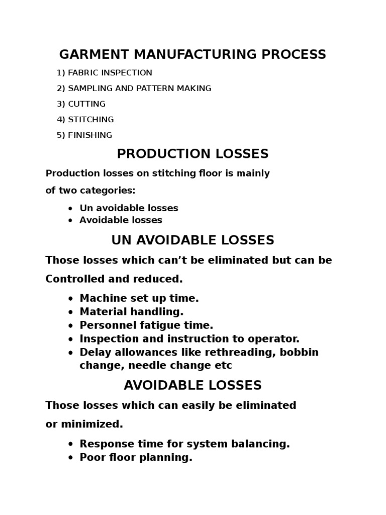 Apparel Manufacturing Process PDF Industries Production And