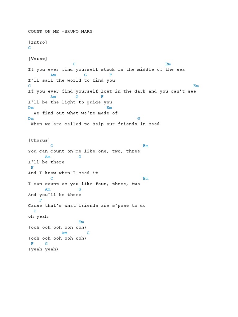 Count On Me | PDF | Song Structure | American Songs